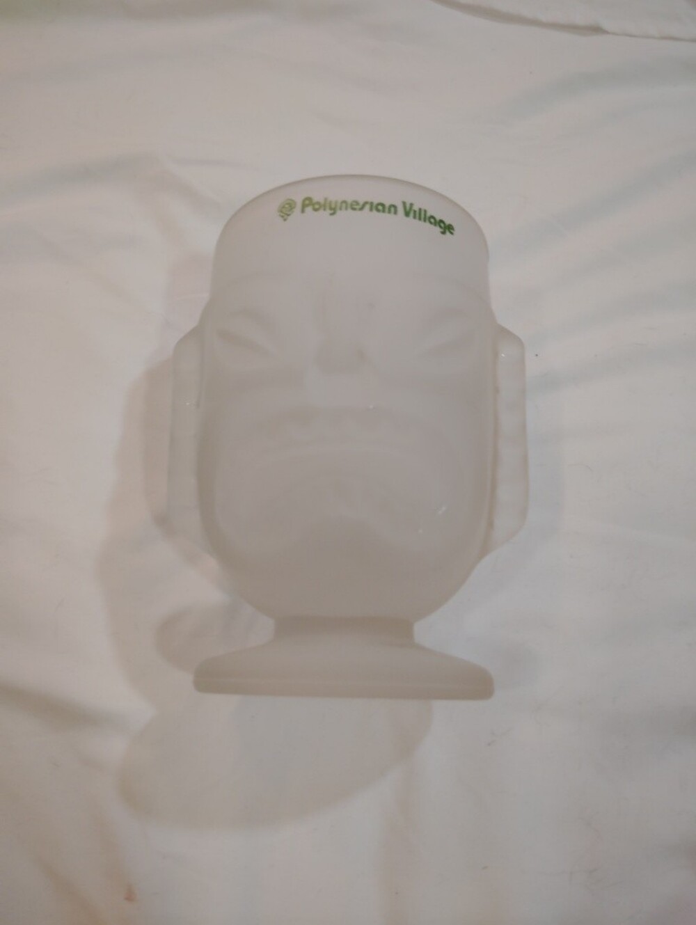 Disney White Polynesian Village Tiki Head Vase with Green Logo